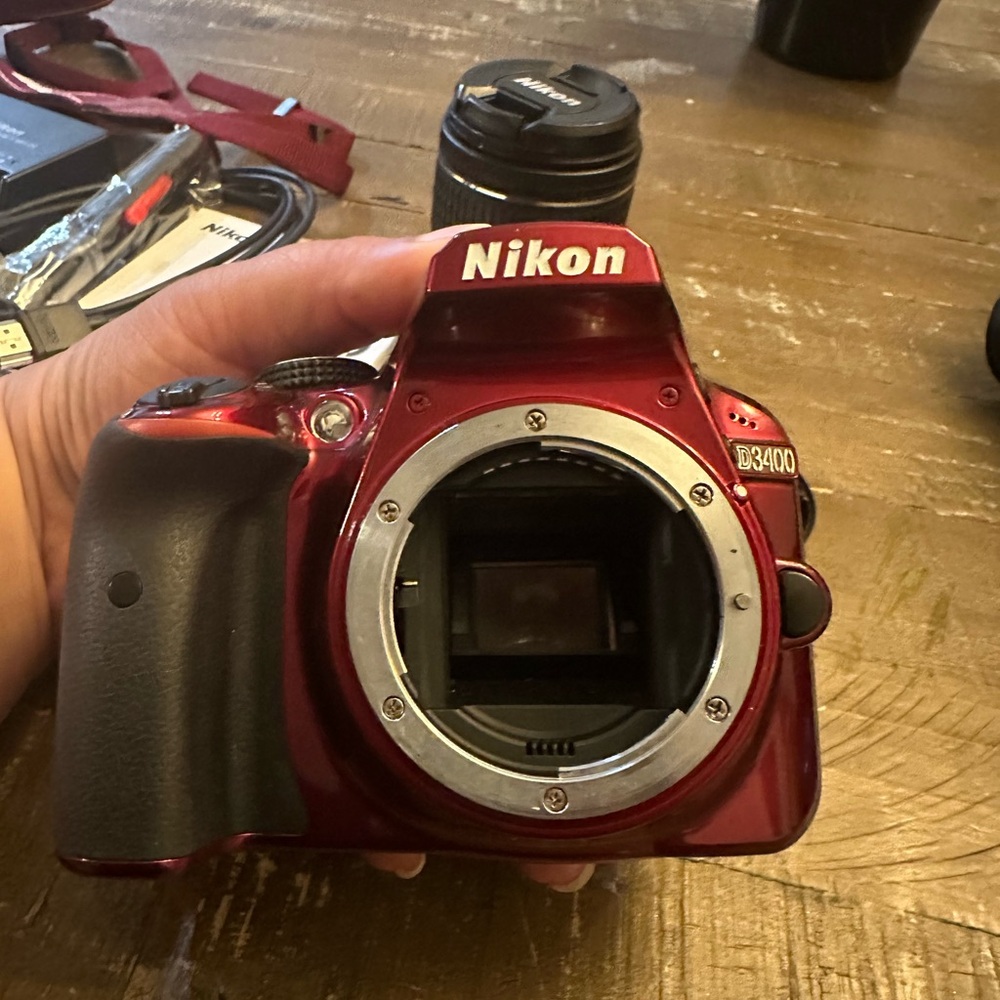 Nikon D3400 DSLR Camera in Vibrant Red